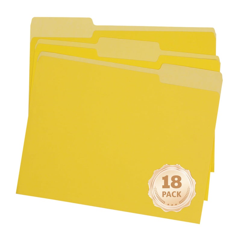 مجلدات ملفات pmybupo حجم الرسالة 18 حزمة المجلدات الصفراء 8.5 × 11 1/3 قطع علامات التبويب، مجلدات الملفات الملونة مكتب المدرسة المنزلية للمستندات ورقة الملفات - Image 1